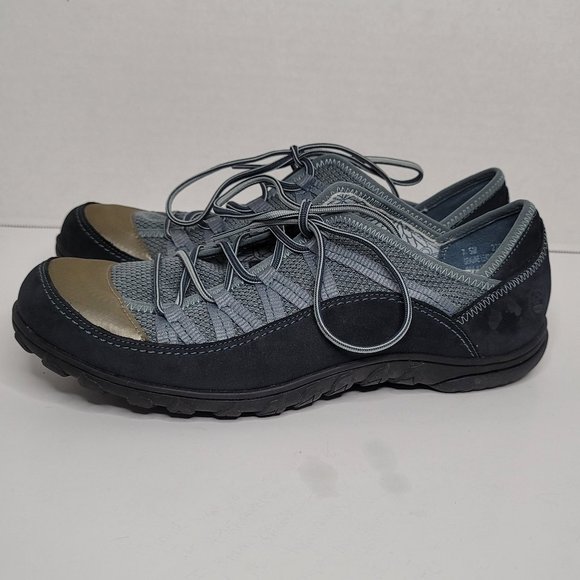 Timberland AntiFatigue Blue Gray Gold Leather and Suede-Like Sneaker - Picture 2 of 10